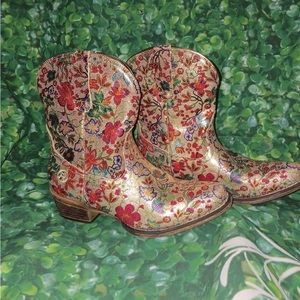 ROPER INGRID Western Cowboy Boots, Sz 8.5, Metallic Floral, ONLY WORN ONCE